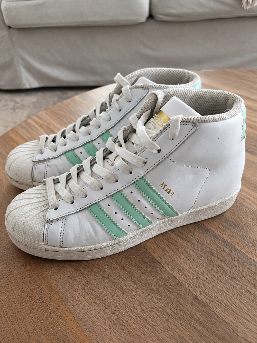 adidas Pro Model Vulc Mid BY3732 White Mint Green Shell Toe High Tops Y2K